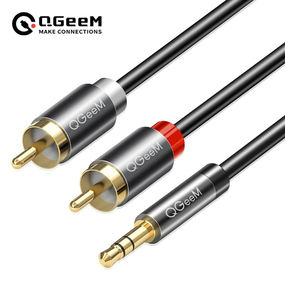 Home Cinema Ampli - QGeeM RCA-kabel 2RCA naar 3.5 audio-kabel