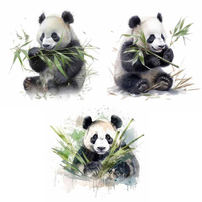 Home Cinema Wallpaper - C76 # Aquarel Panda muurstickers kinderkamer
