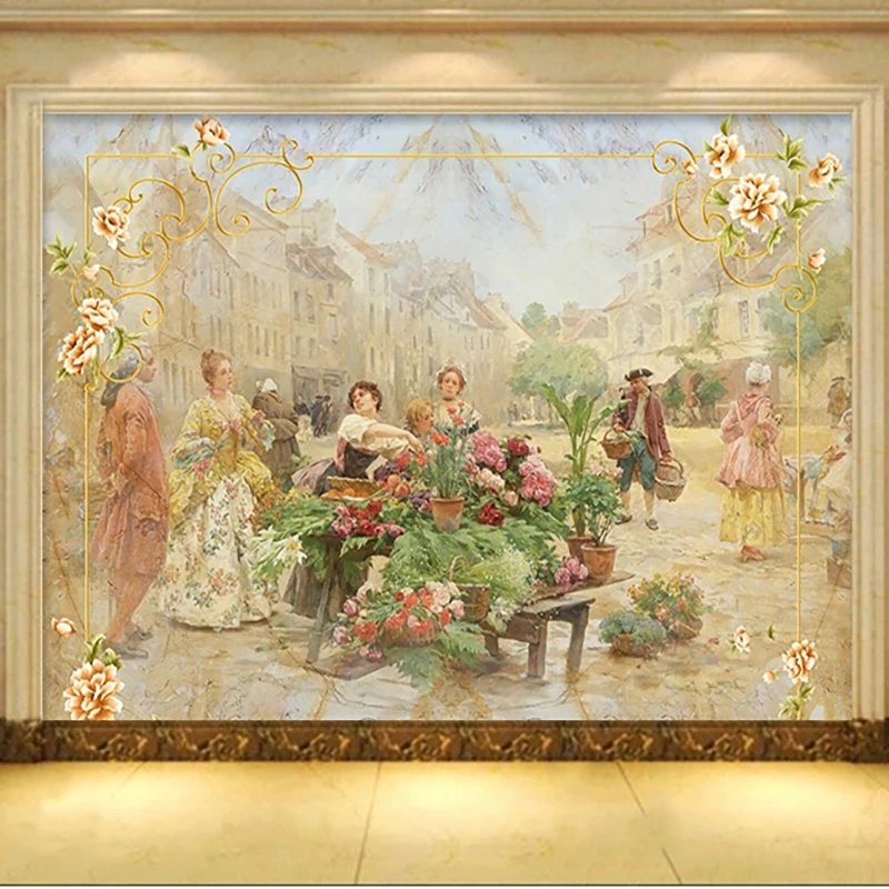 Home Cinema Wallpaper - Aangepaste Foto Wallpaper Europese Stijl Marmeren