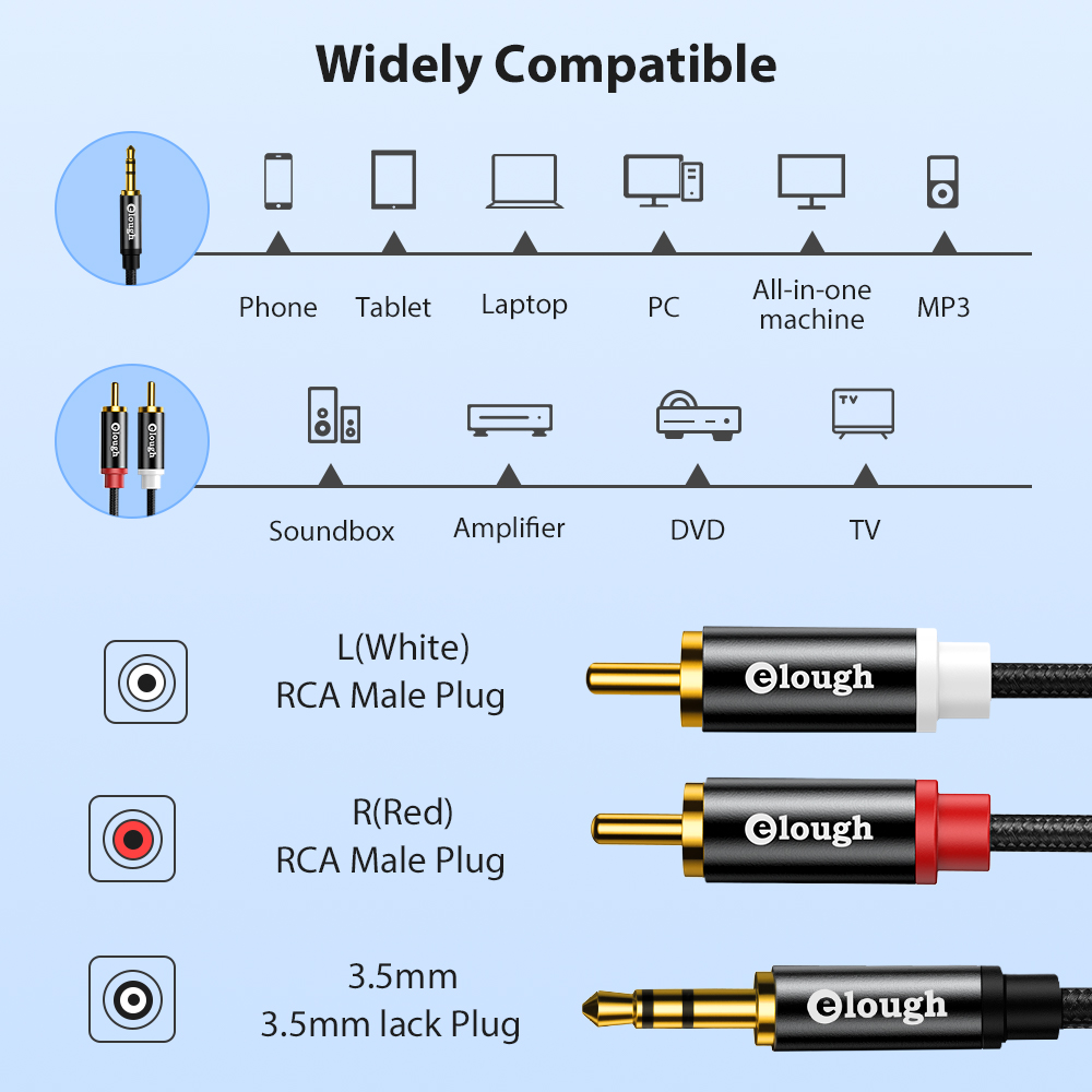 Elough Rca Kabel Aux Rca Luids - Home Cinema Ampli recensie en prijs