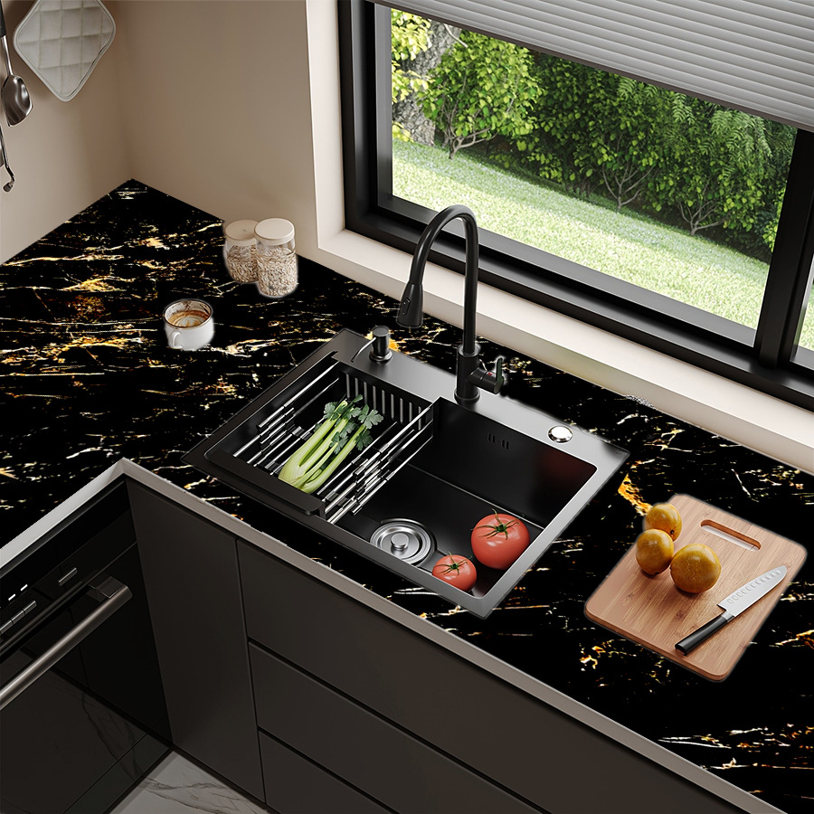 Zwart marmerpatroon goud zelfk - Home Cinema Wallpaper recensie en prijs