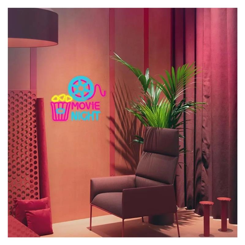 Movie Night Neon Sign Popcorn  - Home Cinema Night recensie en prijs