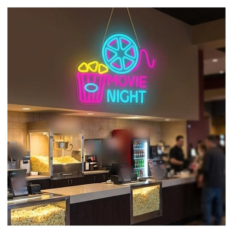 Movie Night Neon Sign Popcorn  - Home Cinema Night recensie en prijs